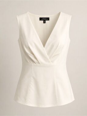 Robert Rodriguez Ivory Wrap Front Peplum Blouse Professional Career Size 6
